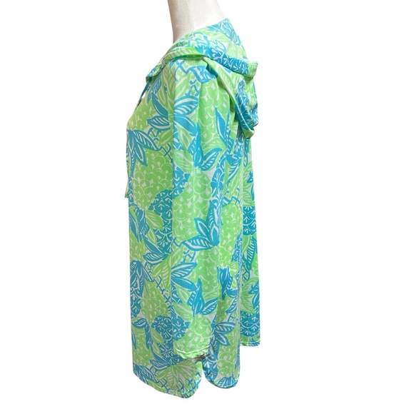 HIHO Green Turquoise Pineapple Print Hooded Tunic Swim Cover Up Small #57 - Picture 4 of 7